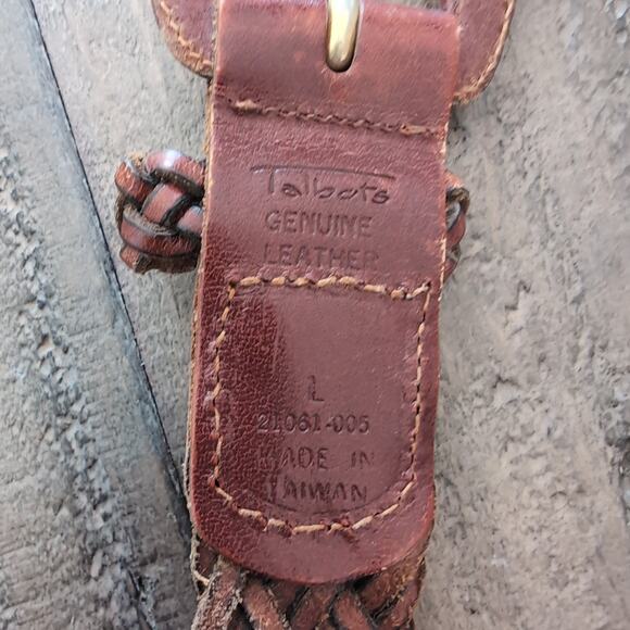 Talbots Brown Leather Braided Belt Size Large - Picture 5 of 6